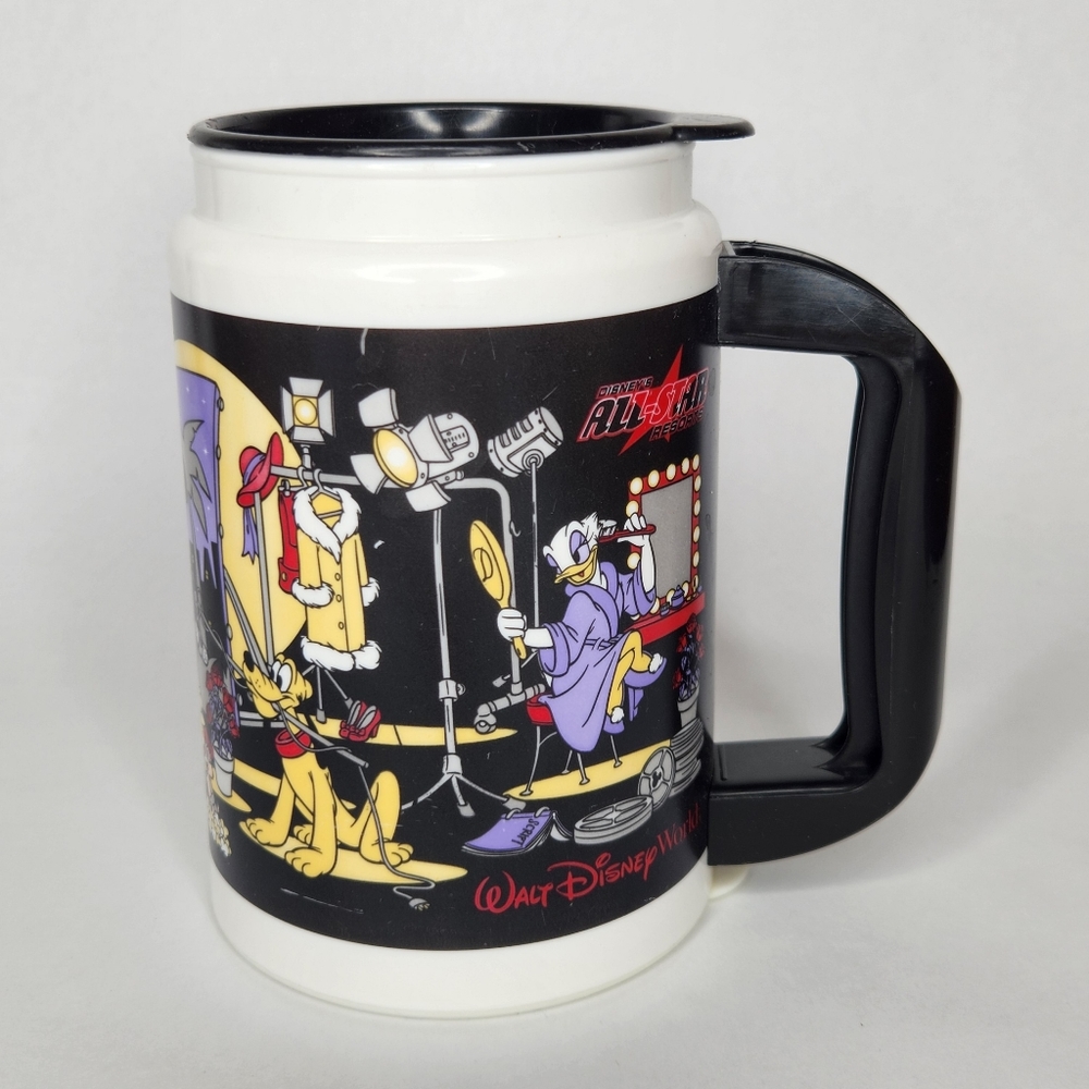 Vintage 90's Disney All Star Resorts Travel Mug Cup Plastic - Black